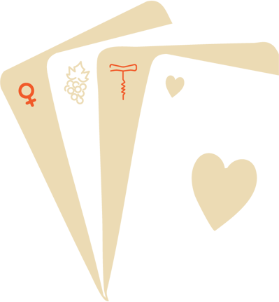 playing cards with wine symbols